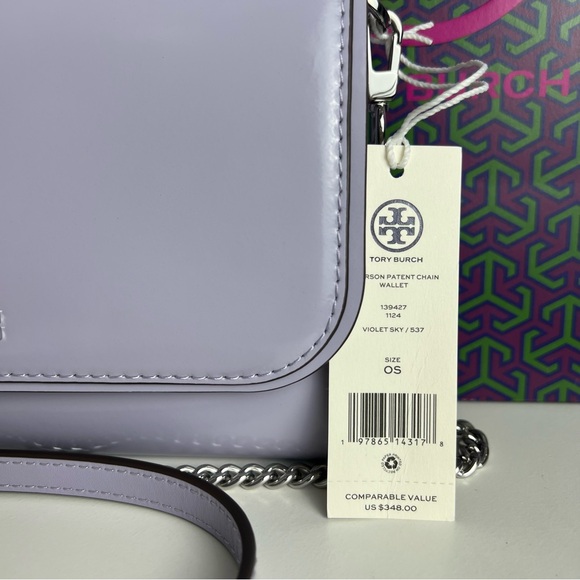 NWT Tory Burch Emerson Patent Chain Wallet - Picture 3 of 12